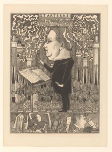 Dyrygent ze skrzypcami i dymiącymi kominami z tyłu Skarb Państwa / Miasta Ognisk (tytuł oryginalny) autorstwa Jan Toorop