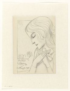 Młoda dziewczyna w medytacji trzymająca krzyż autorstwa Jan Toorop