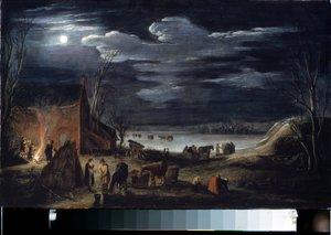 Zima (zima). Obraz Jana II van de Velde (1593-1641). Olej na drewnie, 30 x 44,5 cm. Sztuka flamandzka, sztuka barokowa. Muzeum Ermitażu w Sankt Petersburgu. autorstwa Jan Van de II Velde