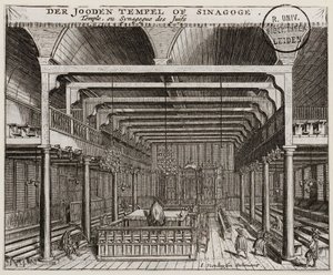 Wnętrze Synagogi Portugalskiej w Amsterdamie autorstwa Jan Veenhuysen