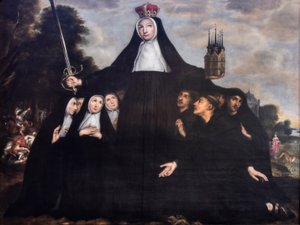 Jan Verhoeven (aktywny 1642-1676) Święta Begga jako patronka żebraczek i żebraków Kościół beginek Mechelen 19-08-2023 autorstwa Jan Verhoeven