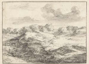 Krajobraz wydm, z domkiem w oddali autorstwa Jan Vermeer van Haarlem (I) (attributed to)