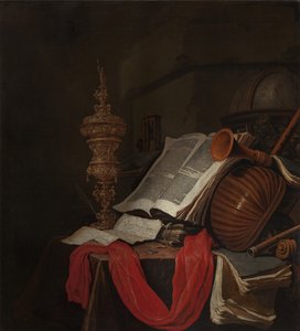 Martwa natura z instrumentami muzycznymi i książkami Vanitas autorstwa Jan Vermeulen