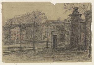Widok domów między drzewami, Dordrecht autorstwa Jan Veth