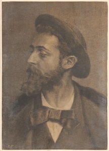 Portret mężczyzny z brodą i kapeluszem, po lewej autorstwa Jan Veth