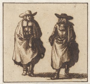 Dwóch stojących panów w ciężkich płaszczach autorstwa Jan Vincentsz. van der Vinne (possibly)