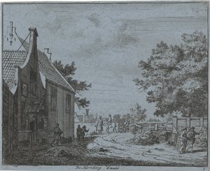 Widok na karczmę Emaus Emaus Harreberga (tytuł na obiekcie) Krajobrazy obszaru Haarlem (tytuł serii) Gesigten poza Haarlem, gotowe. J.V.V. (tytuł serii na obiekcie)