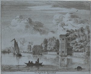 Widok na domostwo Savenhout w Haarlemie Hofstede Sparenhout (tytuł na obiekcie) Krajobrazy obszaru Haarlem (tytuł serii) Gesigten poza Haarlem, gotowe. J.V.V. (tytuł serii na obiekcie)