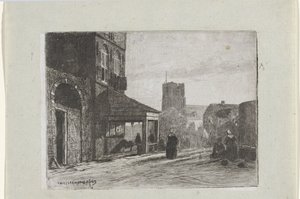 Widok na kościół św. Marcina w Woudrichem autorstwa Jan Weissenbruch