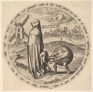 Mizantrop okradziony przez świat, z Dwunastu Przysłów Flamandzkich, 1568.