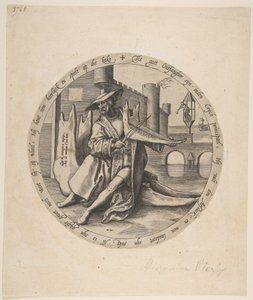 Bogacz grający na skrzypcach na kości szczęki, ca. 1568.