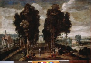 Park zamkowy Obraz Jana Wildensa (1586-1653) Geny XVII w., Musei di Strada Nuova (ex Palazzo Bianco)