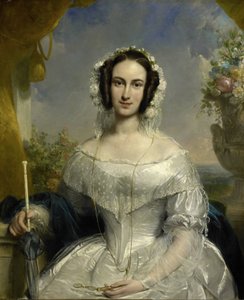 Agatha Petronella Hartsen (1814-78). W toalecie ślubnej z okazji ślubu z Janem van der Hoopem 17 marca 1841 r.