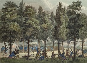 Marsylia na Polach Elizejskich, 30 czerwca 1792, ryty przez Reiniera Vinkelesa (1741-1816) i Daniela Fridaya (1765-1822) autorstwa Jan after Bulthuis