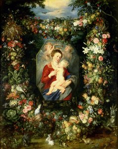 Dziewica z Dzieciątkiem w wianku z owoców i kwiatów, ok. 1614-18