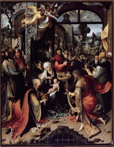 Adoracja Trzech Króli (Panel Centralny) (olej na desce, ok. 1520)
