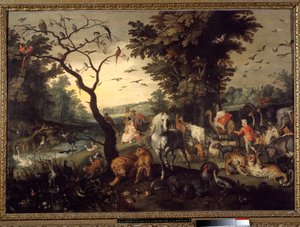 Wejście do arki Zwierzęta wchodzą do arki Noego przed potopem. Obraz Jana Bruegla Starszego nazywa Brueghel de Velours autorstwa Jan the Elder Brueghel