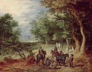 Obóz polowy na polanie, 1607 autorstwa Jan the Elder Brueghel