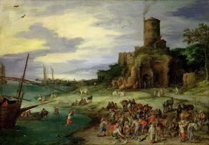 Rybacy na brzegu autorstwa Jan the Elder Brueghel