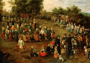 Taniec ludowy przed arcyksiążętami ... (obraz na płótnie) autorstwa Jan the Elder Brueghel