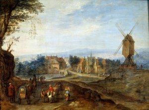 Krajobraz pod wiatrakiem Malarstwo Jana Breugla Le Vieux nazywa Bruegel de Velours (Brueghel lub Breughel autorstwa Jan the Elder Brueghel