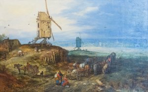 Krajobraz z wiatrakami autorstwa Jan the Elder Brueghel