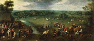 Życie chłopskie, ok. 1621 (olej na płótnie) autorstwa Jan the Elder Brueghel