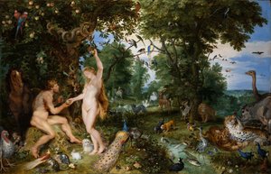 Ogród Eden wraz z upadkiem człowieka, ok. 1930 r. 1615. autorstwa Jan the Elder Brueghel