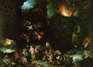 Kuszenie św. Antoniego - Piekło, 1594 (olej na miedzi) autorstwa Jan the Elder Brueghel