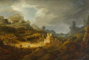 Fantastyczny Pejzaż, ok. 1643-1645 (olej na desce z kołyski) autorstwa Jan the Elder Lievens