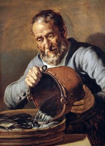 Woda i starość: Sprzedawca ryb z wiaderkiem i wanną ryb, 1623-5