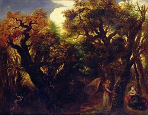 Zalesiony krajobraz z Hagar i aniołem, ok.1645
