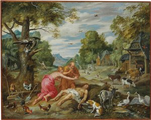 Śmierć Abla, z Historii Adama i Ewy autorstwa Jan Brueghel the Younger