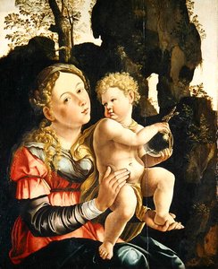 Madonna z Dzieciątkiem (olej na panelu) autorstwa Jan van (studio of) Scorel
