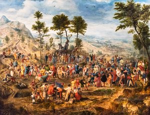 Wjazd Chrystusa do Jerozolimy, ok. 1540 (tempera i olej na drewnie (dąb)) autorstwa Jan van Amstel