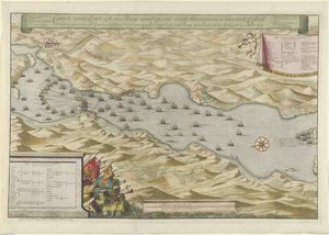 Bitwa o zatokę w Vigo i zdobycie hiszpańskiej srebrnej floty, 1702 Caarte vande Landingh w Zatoce Vigos w ramach schwytania dwóch Casteels i schwytania Hiszpańskiej Srebrnej Floty zakotwiczonej w Zatoce dla Redondella den