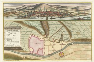 Mapa Trewiru, 1704 Plan de la Ville et: Chateau: de Traarbach (tytuł obiektu) autorstwa Jan van Call (II)