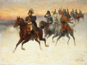 Marszałek Ney i Napoleon i ich wojska podczas kampanii rosyjskiej (olej na płótnie)