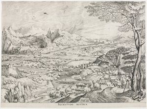 Wielkie Pejzaże: Rustykalny Solicitus, c. 1555-1558. autorstwa Jan van Doetechum
