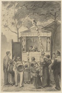 Widzowie przed przedstawieniem kukiełkowym autorstwa Jan van Essen (possibly)