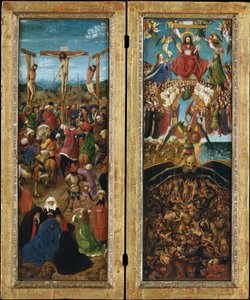 Ukrzyżowanie; Sąd Ostateczny, ok. 1440-41 (olej na płótnie przeniesiony z drewna) autorstwa Jan van Eyck