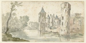 Widok na zamek Egmond autorstwa Jan van Goyen (possibly)
