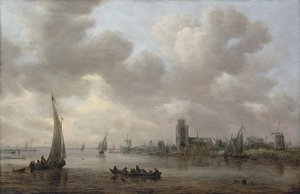 Widok na rzekę Maas i Dordrecht za nią autorstwa Jan van Goyen