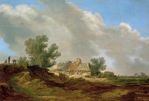 Krajobraz wydmowy z domkiem i postaciami autorstwa Jan van Goyen