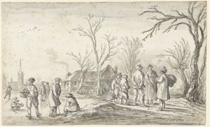 Postacie na wsi zimą autorstwa Jan van Goyen