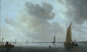 Łodzie rybackie przy ujściu rzeki autorstwa Jan van Goyen