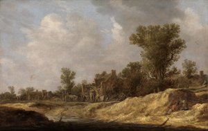 Krajobraz z mieszkańcami wsi autorstwa Jan van Goyen
