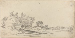 Krajobraz rzeczny z odległym mostem autorstwa Jan van Goyen