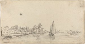 Żaglówka na ujściu rzeki autorstwa Jan van Goyen