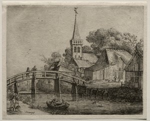 Drewniany most autorstwa Jan van Goyen